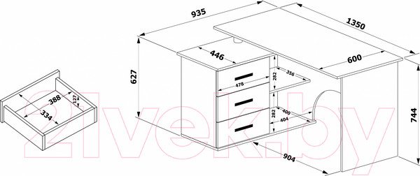 Изображение товара Письменный стол Сокол-Мебель КСТ-09Л (белый)