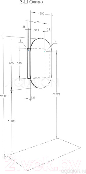 Изображение товара Шкаф с зеркалом для ванной Акватон Оливия (1A254502OL010)