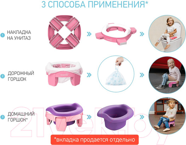 Изображение товара Дорожный горшок Roxy-Kids HandyPotty / HP-250RG (розовый)