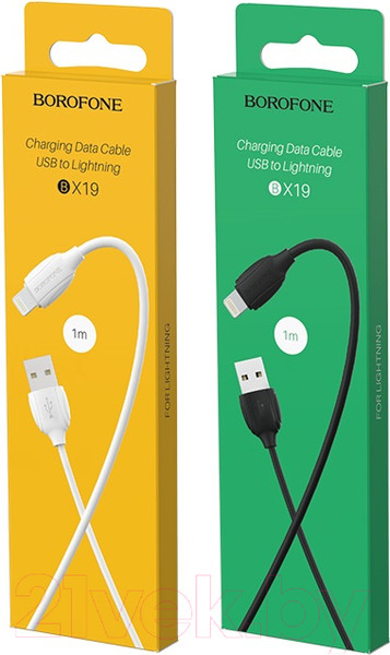 Изображение товара Кабель Borofone BX19 USB Lightning (1м, белый)