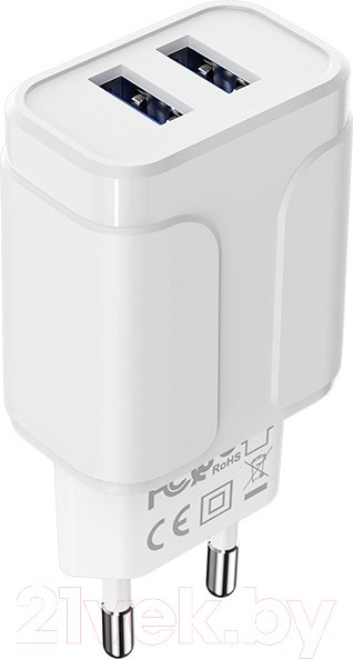 Изображение товара Зарядное устройство сетевое Borofone BA37A 2USB Lightning (белый)