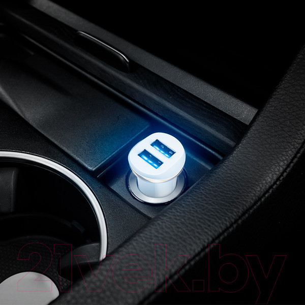 Изображение товара Зарядное устройство автомобильное Hoco Z1 Double Ported Car Charger (белый)