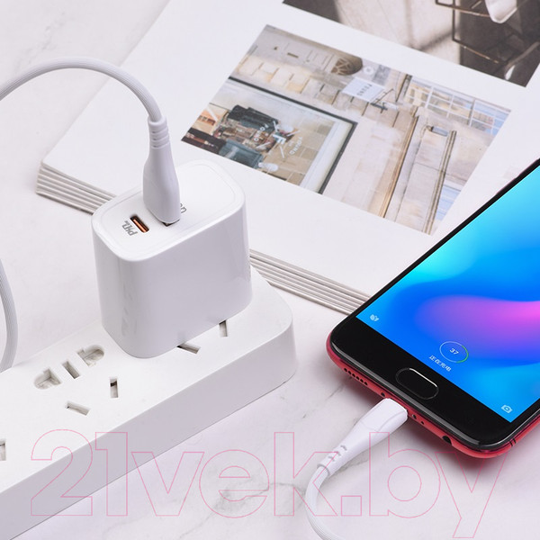 Изображение товара Кабель Borofone BX37 USB MicroUSB (1м, белый)