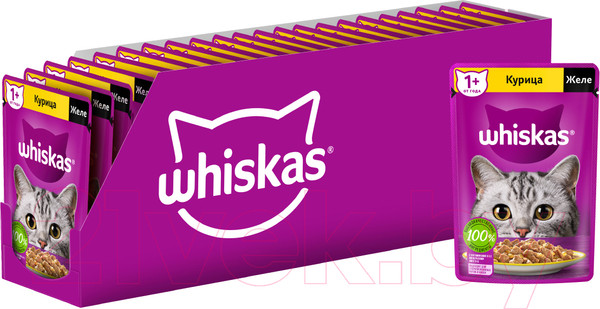 Изображение товара Влажный корм для кошек Whiskas Желе с курицей (75г)