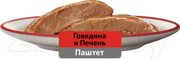 Изображение товара Влажный корм для кошек Whiskas Паштет с говядиной и печенью (75г)