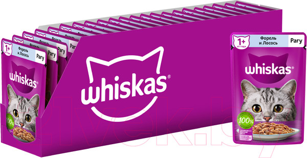 Изображение товара Влажный корм для кошек Whiskas Рагу с форелью и лососем (75г)