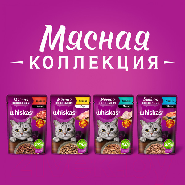 Изображение товара Влажный корм для кошек Whiskas Рыбная коллекция с лососем (75г)