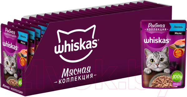 Изображение товара Влажный корм для кошек Whiskas Рыбная коллекция с лососем (75г)