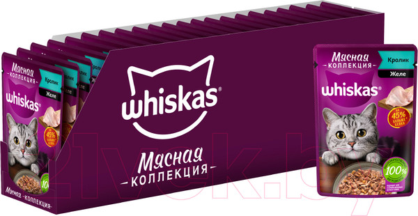 Изображение товара Влажный корм для кошек Whiskas Мясная коллекция с кроликом (75г)