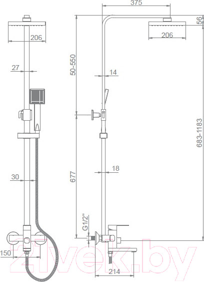 Изображение товара Душевая система со смесителем Ledeme L2433B