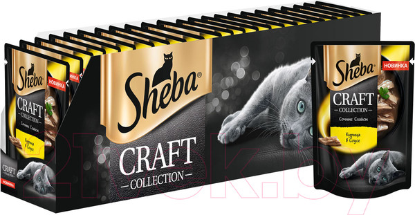 Изображение товара Влажный корм для кошек Sheba Craft Collection Сочные слайсы с курицей в соусе (75г)