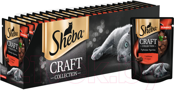 Изображение товара Влажный корм для кошек Sheba Craft Collection Рубленые кусочки с говядиной в соусе (75г)