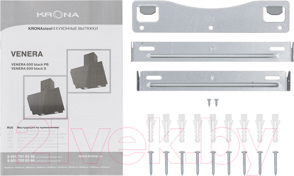 Изображение товара Вытяжка наклонная Krona Venera 600 Black PB / КА-00001087