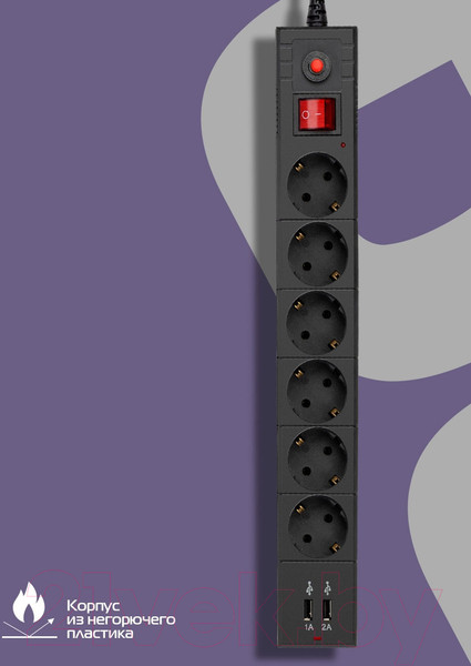 Изображение товара Сетевой фильтр Buro BU-SP5 USB 2A-B