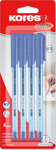 Изображение товара Набор шариковых ручек Kores К1 / 37114.01 (4шт, синий)