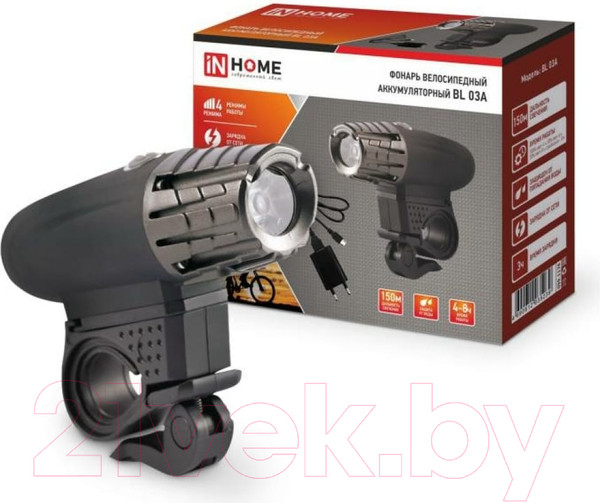 Изображение товара Фонарь для велосипеда INhome BL 03А 3W LED / 4690612035239 (черный)