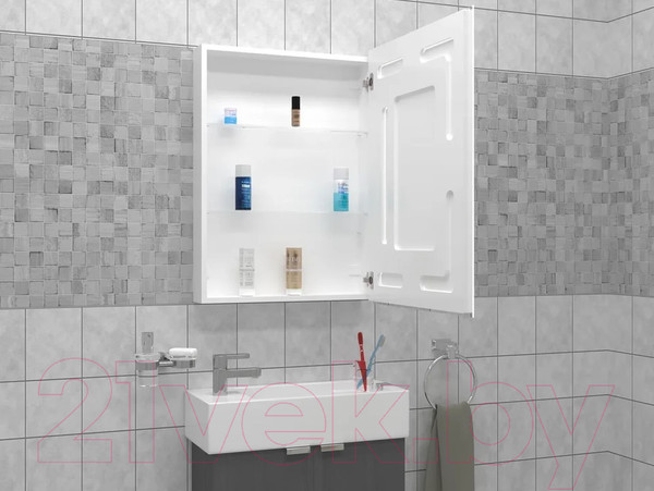 Изображение товара Шкаф с зеркалом для ванной Континент Reflex Led 60x80