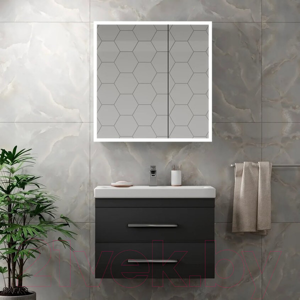 Изображение товара Шкаф с зеркалом для ванной Континент Reflex Led 80x80 (с датчиком движения)