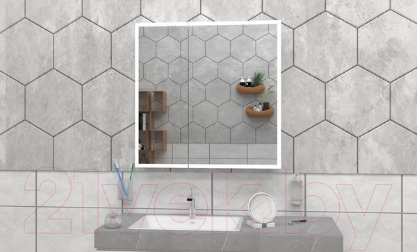 Изображение товара Шкаф с зеркалом для ванной Континент Reflex Led 80x80 (с датчиком движения)