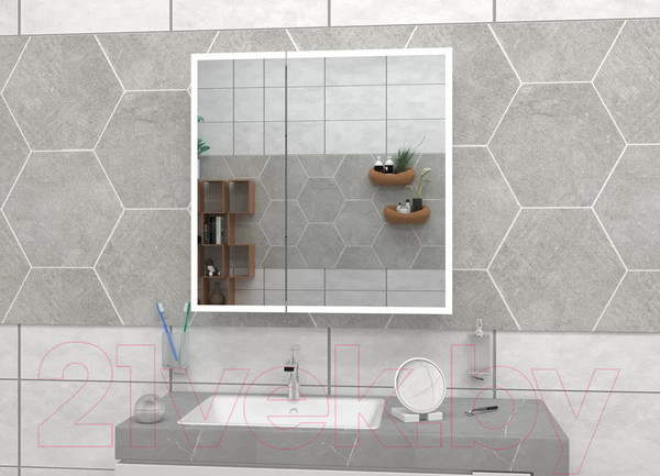 Изображение товара Шкаф с зеркалом для ванной Континент Reflex Led 80x80 (с датчиком движения)