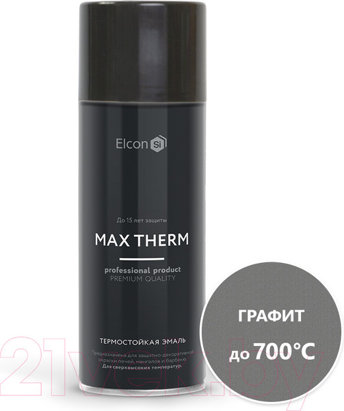 Изображение товара Эмаль Elcon Термостойкая до 700C (520мл, графит)