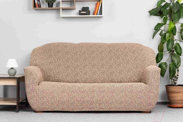 Изображение товара Чехол на 3-х местный диван Софатэкс Люкс ПО-6 Венеция без оборки / 01052 (капучино)