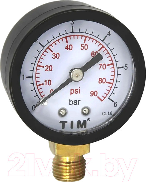 Изображение товара Манометр сантехнический Tim 6 бар Y-50-6