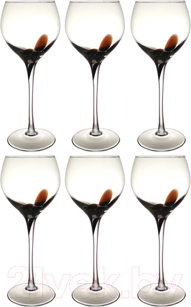 Изображение товара Набор бокалов Неман Цветная крошка / 37400 (6шт, черный/белый)