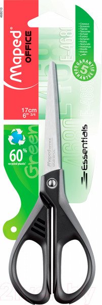 Изображение товара Ножницы канцелярские Maped Essentials Green / 468010 (17см, черный/серый)