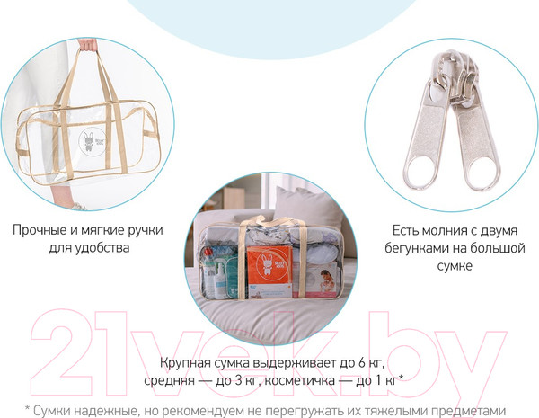 Изображение товара Комплект сумок в роддом Roxy-Kids RKB-002 (3шт, бежевый)