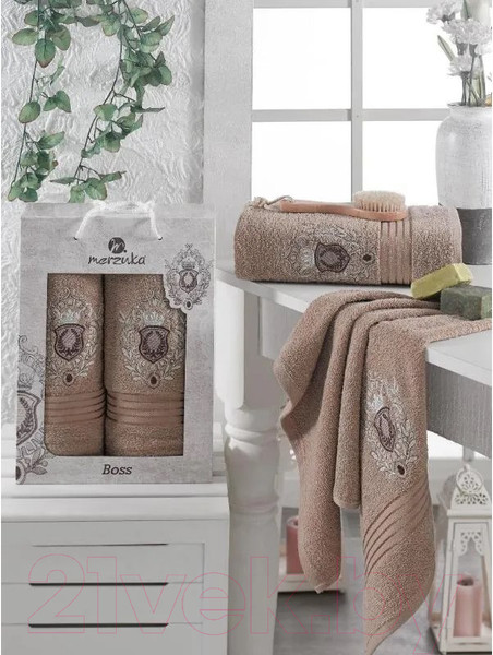 Изображение товара Набор полотенец Merzuka 50x90/70x140 / 9807 (коричневый)