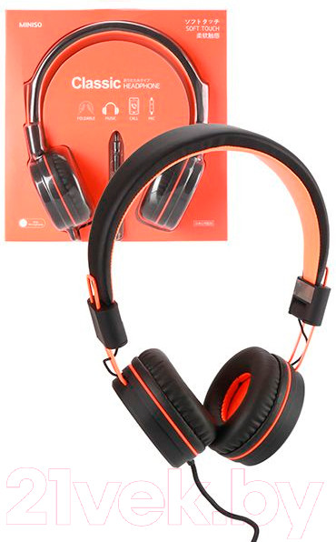 Изображение товара Наушники-гарнитура Miniso 2321 (оранжевый/черный)