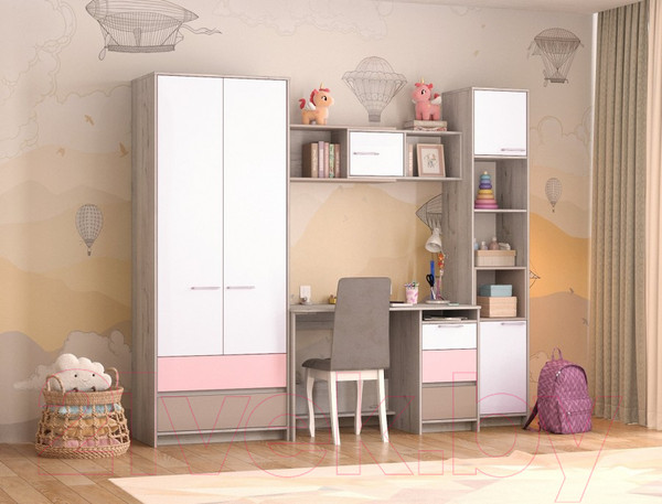 Изображение товара Шкаф Аквилон Зефир №2 800 (дуб эльза/розовый)