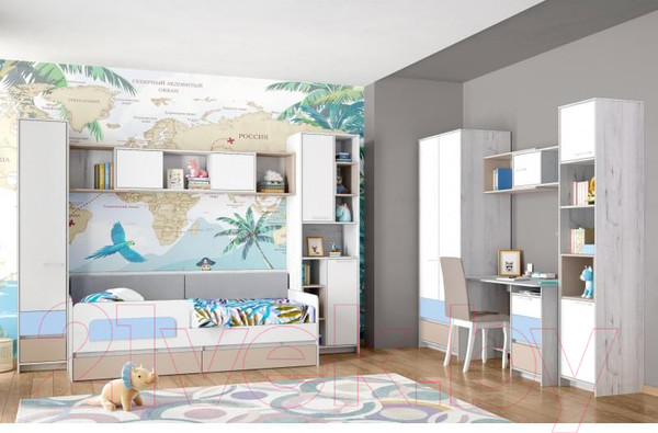 Изображение товара Шкаф-пенал Аквилон Зефир №5.3 400 (дуб эльза/голубой)