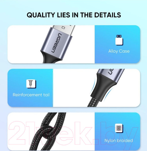 Изображение товара Кабель Ugreen US288 / 60131 (1м, белый)