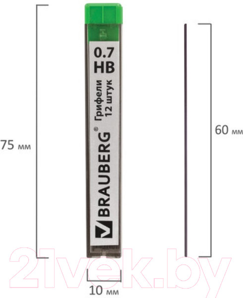 Изображение товара Набор грифелей для карандаша Brauberg Hi-Polymer / 180446 (12шт)