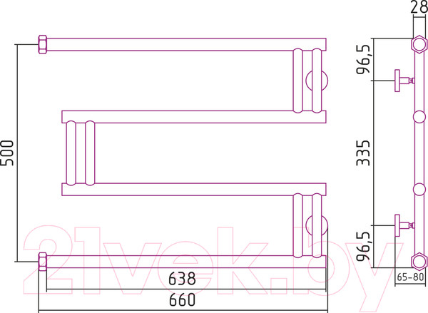 Изображение товара Полотенцесушитель водяной Сунержа High-Tech M+ 50x65 / 30-4050-5065