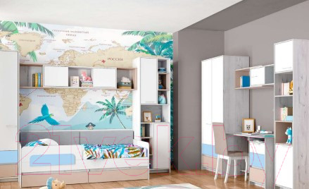 Изображение товара Письменный стол Аквилон Зефир №17.2 120 (дуб эльза/голубой)