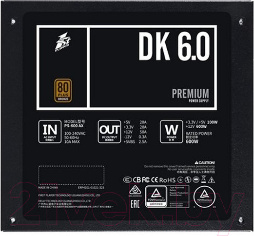 Изображение товара Блок питания для компьютера 1stPlayer DK Premium 600W / PS-600AX