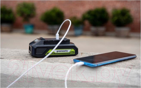 Изображение товара Аккумулятор для электроинструмента Greenworks G24USB2 24V 2Ач / 2939207 (с USB разъемом)