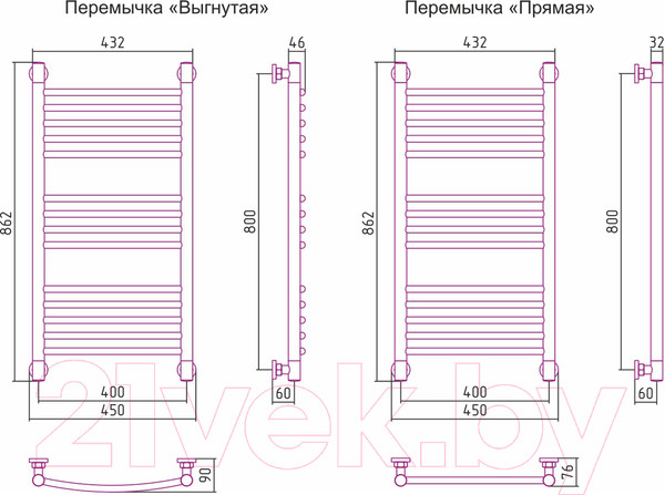 Изображение товара Полотенцесушитель водяной Сунержа Богема+ прямая 80x40 / 31-0220-8040
