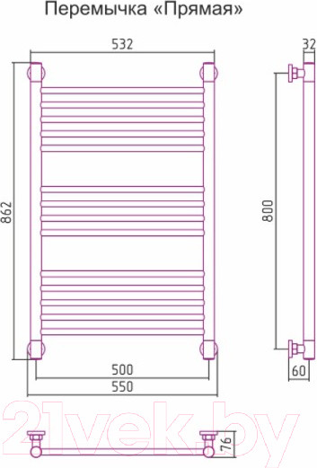 Изображение товара Полотенцесушитель водяной Сунержа Богема+ прямая 80x50 / 30-0220-8050