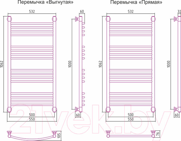 Изображение товара Полотенцесушитель водяной Сунержа Богема+ прямая 100x50 / 31-0220-1050
