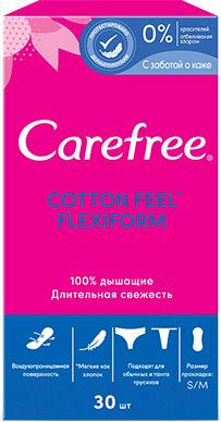 Изображение товара Прокладки ежедневные Carefree Cotton Feel Flexiform (30шт)