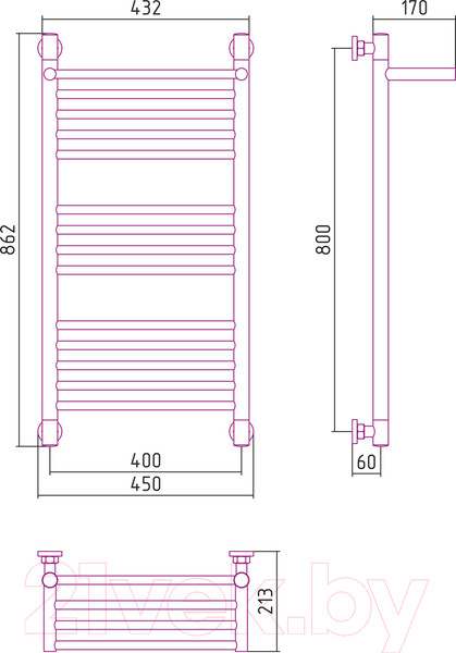Изображение товара Полотенцесушитель водяной Сунержа Богема 1П+ 80x40 / 31-0223-8040