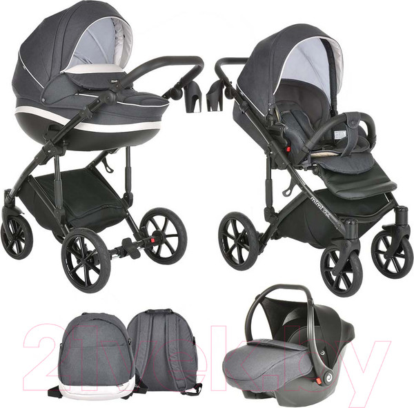 Изображение товара Детская универсальная коляска Tutis Mimi Style 3 в 1 / 1103042 (Black Marble)