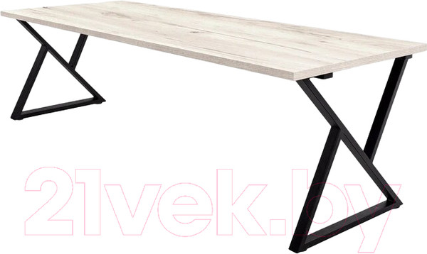 Изображение товара Обеденный стол Millwood Дели Л 160x80x75 (дуб белый Craft/металл черный)