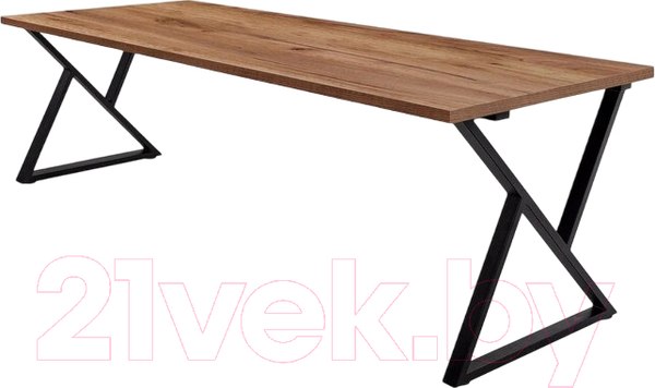 Изображение товара Обеденный стол Millwood Дели Л 160x80x75 (дуб табачный Craft/металл черный)