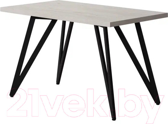 Изображение товара Обеденный стол Millwood Женева-2 Л 130x80x75 (дуб белый Craft/металл черный)