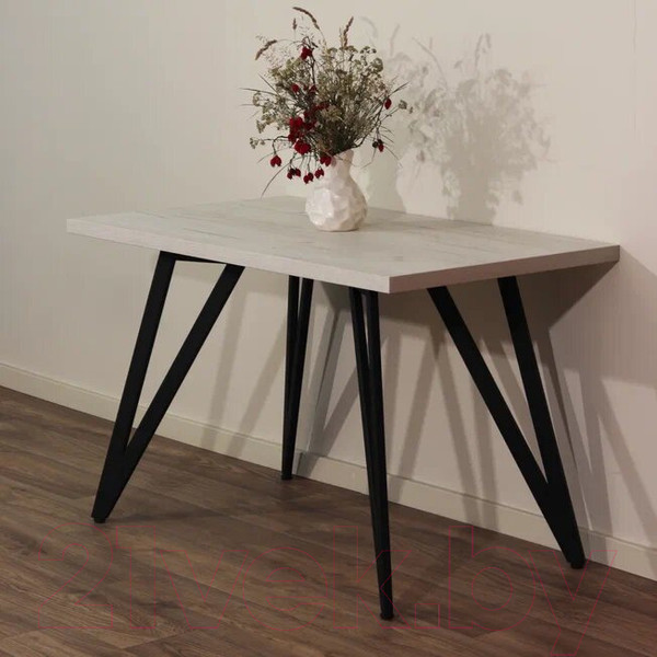 Изображение товара Обеденный стол Millwood Женева-2 Л 130x80x75 (дуб белый Craft/металл черный)